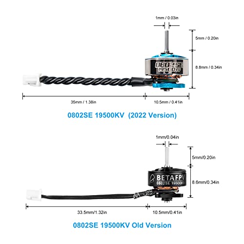 BETAFPV 4pcs 0802SE 19500KV 1S Brushless Motor Ultralight Weight 1S FPV RC Motor Compatible for 65/75mm 1S Brushless Racing Whoop Drone Quadcopter like Meteor Series FPV Drones-Iceblue