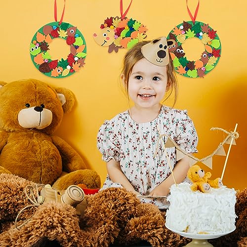 BETESSIN 268pcs Manualidades Niños de Erizo Otoño Hoja de Arce, Kit Corona Otoño Fieltro, Pegatina Adhesiva Espuma de Hojas Arce Erizo, con Cinta/Decoración Ojo/Bola, Guirnalda de Papel