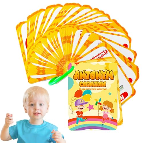 Bexdug Juego de antónimos - 50 Hojas de Tarjetas Flash de Aprendizaje para niños,Actividades de Aprendizaje para niños y niñas de 3 a 6 años, Juguetes educativos, Juguetes de Aprendizaje, Juguetes