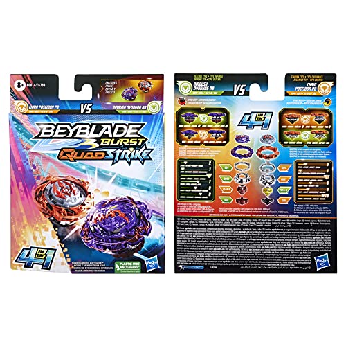 Beyblade Burst QuadStrike Dual Pack de 2 peonzas de competición Ambush Nyddhog N8 y Chain Poseidon P8