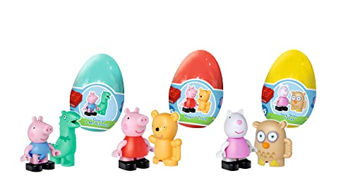 Big-Bloxx Peppa Pig Funny Eggs - Complemento a los Juegos de la Serie Big-Bloxx con Tres Figuras de Peluches envueltas en Huevos de Colores para niños a Partir de 18 Meses