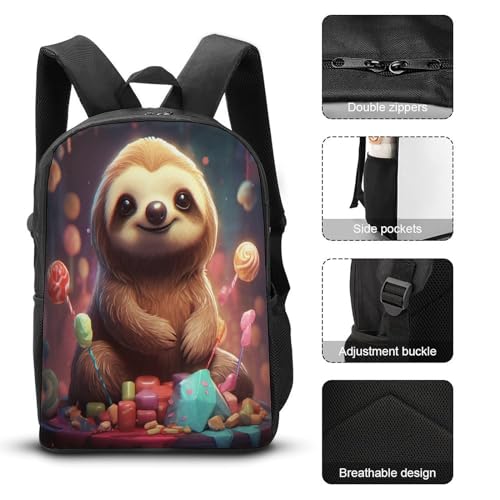 BIJOOT Mochila escolar para niños con estampado 3D de perezoso, películas de Anime para niños, mochilas de viaje, bolsas para libros, mochila escolar para niños