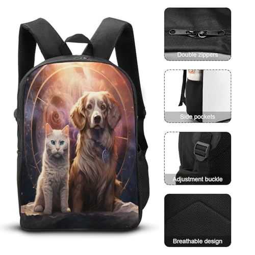 BIJOOT Mochila escolar para niños con estampado 3D de perros y gatos, películas de Anime para niños, mochilas de viaje, bolsas para libros, mochila escolar para niños