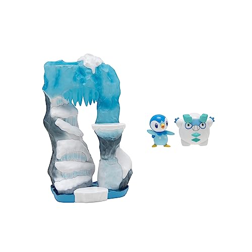 Bizak Pokemon Mini Mundo Colina Nevada + 2 Figuras Galarian Darumaka & Piplup, playset con Diferentes Niveles y Dos Figuras Incluidas (63222766)