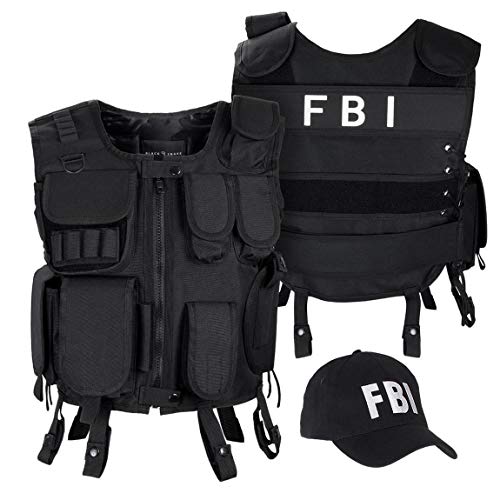 Black Snake® Traje de Carnaval SWAT FBI Police Security Disfraz de Agente Especial - M/L - FBI