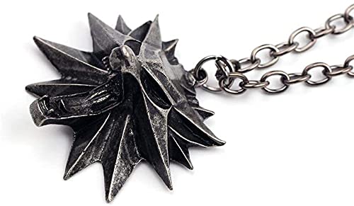 Black Sugar Collar Punk Viking Disfraz Cadena Fénix Cabeza Lobo Dragón Hechicero Calebas Colgante Alas, plata, Talla única