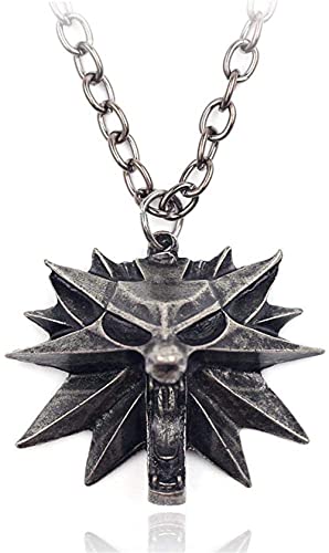 Black Sugar Collar Punk Viking Disfraz Cadena Fénix Cabeza Lobo Dragón Hechicero Calebas Colgante Alas, plata, Talla única