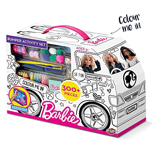 BLADEZ Barbie Juego de actividades de parachoques, artes y manualidades, juego de papelería con bolígrafos y calcomanías, furgoneta para colorear, más de 300 piezas, Creative Maker Kitz Toyz