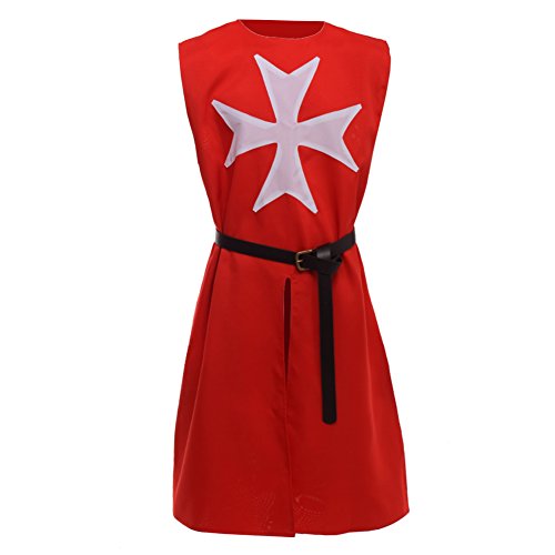 BLESSUME Medieval Túnica de Caballero Carnaval Disfraz (Rojo)