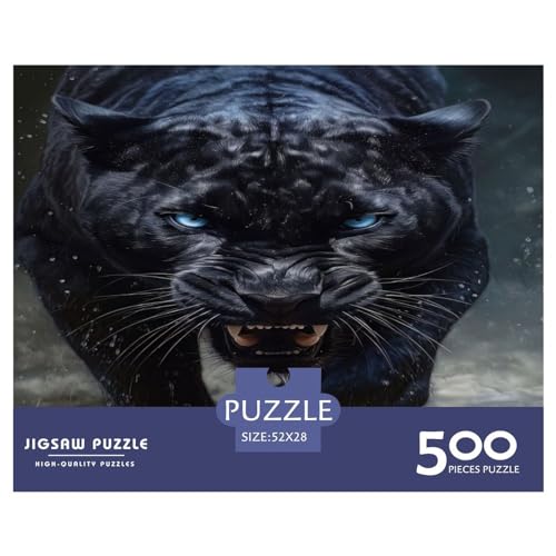 Blue Eyed Panther Puzzle De 500 Piezas, Animal Puzzle， Rompecabezas para Adultos, Rompecabezas Imposable,Rompecabezas Decoración del Hogar Rompecabezas 500pcs (52x38cm)