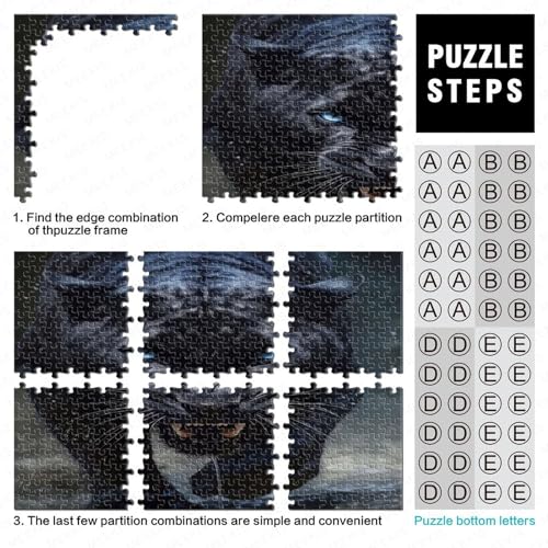 Blue Eyed Panther Puzzle De 500 Piezas, Animal Puzzle， Rompecabezas para Adultos, Rompecabezas Imposable,Rompecabezas Decoración del Hogar Rompecabezas 500pcs (52x38cm)