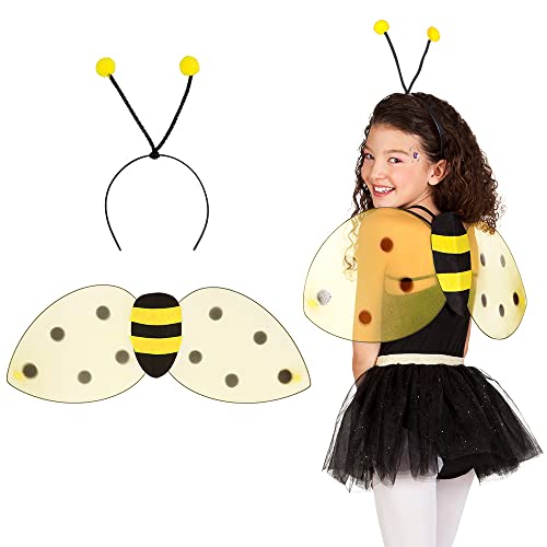 Boland 52852 Honey Bee Set, tiara y alas, tamaño aproximado 64 x 23 cm, amarillo-negro, talla única, diadema, fiesta de verano, carnaval, Halloween, fiesta temática, disfraz, teatro, accesorio