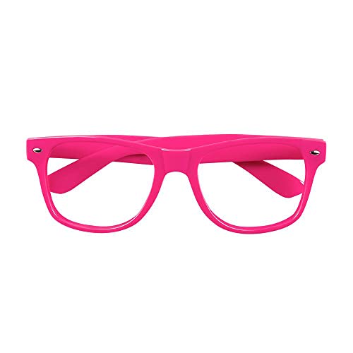 Boland- Gafas de Fiesta 02641-Gafas Nerd rosa neón para Adultos, diversión plástico, años 80, temática, Carnaval, Halloween, Color, talla única (02641)