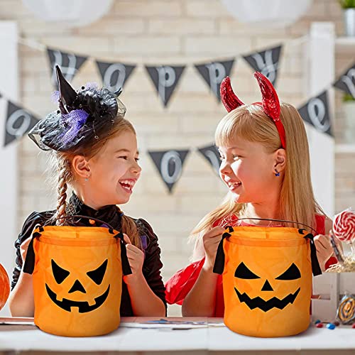 Bolsas de caramelos de Halloween con luz LED que brillan para Halloween y calabaza para trucos o bolsas de caramelos, bolsas de caramelos, reutilizables y multiusos para (B, talla única)