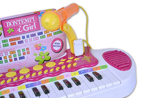 Bontempi 31 Key Elec. Teclado I Girl with MICR. Patas y Taburete + Enchufe USB para Unidad Flash, Multicolor, Large (I Com S.p.A. Bontempi133672)