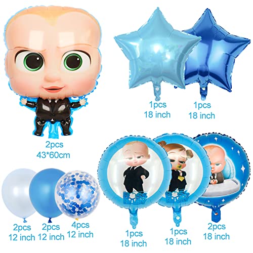 Boss Baby Party Globos Cumpleaños Decoracion Globo de Papel de Aluminio Boss Baby Decoraciones de Fiesta Temáticas Suministros ​para Fiestas de Cumpleaños Infantiles 16PCS