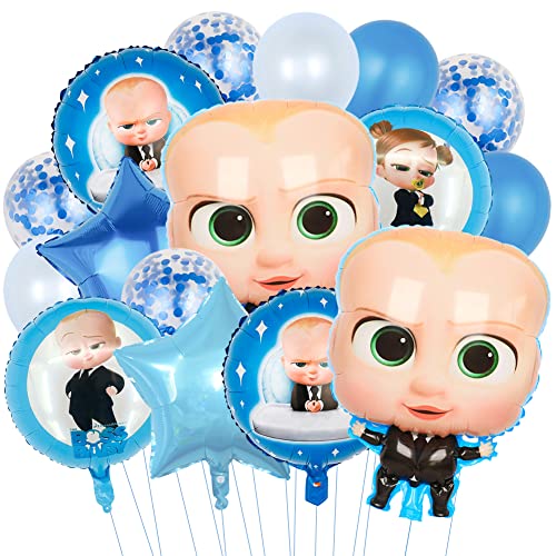 Boss Baby Party Globos Cumpleaños Decoracion Globo de Papel de Aluminio Boss Baby Decoraciones de Fiesta Temáticas Suministros ​para Fiestas de Cumpleaños Infantiles 16PCS