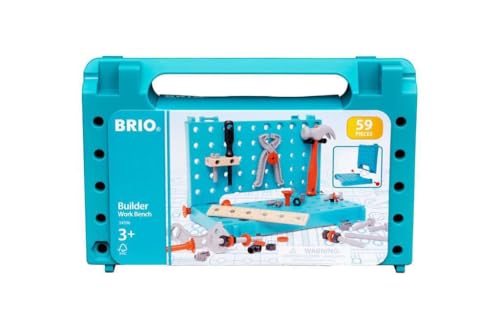 Brio Builder - Banco de Trabajo Builder,Mesa de Trabajo con Herramientas, 59 Piezas, EEdad 3 Años, Multicolor, 63459600