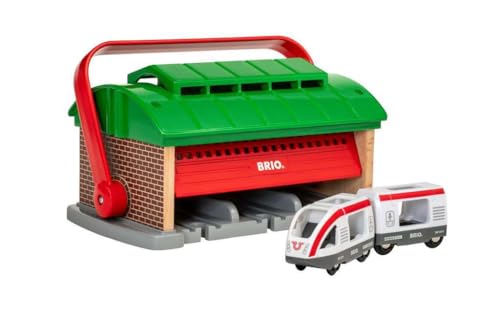 BRIO World - Cochera para Trenes con asa, Accesorios para Circuito de Tren, Set da 3 Piezas, Edad 3+ Años