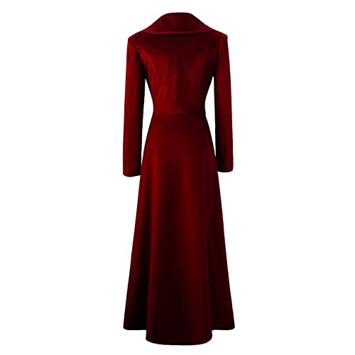 Briskorry Mujer ligera delgada vintage delgada delgada medieval retro Halloween y Navidad asimétrica largo terciopelo blazer abrigo chaquetas casuales su disfraz de cosplay falso, rojo, M