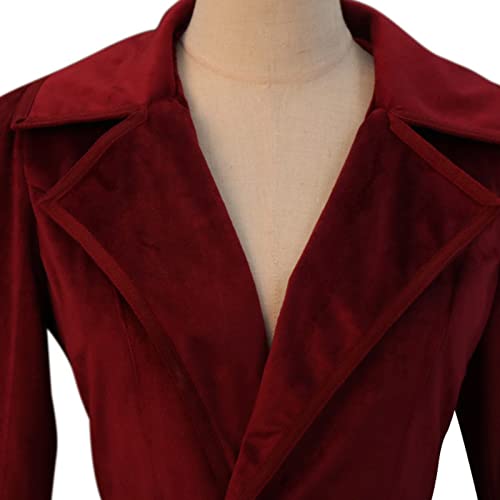 Briskorry Mujer ligera delgada vintage delgada delgada medieval retro Halloween y Navidad asimétrica largo terciopelo blazer abrigo chaquetas casuales su disfraz de cosplay falso, rojo, M