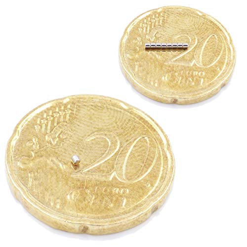 Brudazon | 100 Mini Imanes Discos 1x1mm | N52 Nivel más Fuerte - Los imanes de neodimio Ultra Fuertes | Imán del Poder para la Toma de Modelo, joyeria, Gitano | Pequeño, Redondo y Extra Fuerte