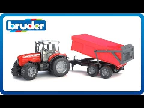 BRUDER - Tractor Massey Ferguson 7480 con remolque - Escala 1:16 - 02045