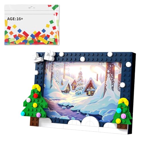 BUCKIT Juego de bloques de construcción de marco de fotos de Navidad, marco de fotos modular, kit de montaje de ladrillos de construcción, calendario de Adviento 2023, juguetes de Navidad para adultos