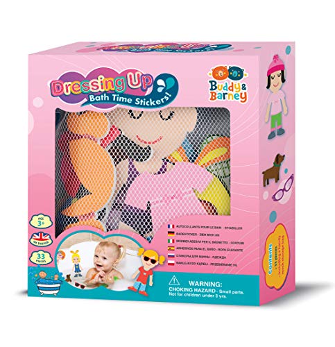 Buddy & Barney - Dressing Up Bath Time Stickers Toy 32 PIECES baby toddler girls boy bathtime with storage organiser bag