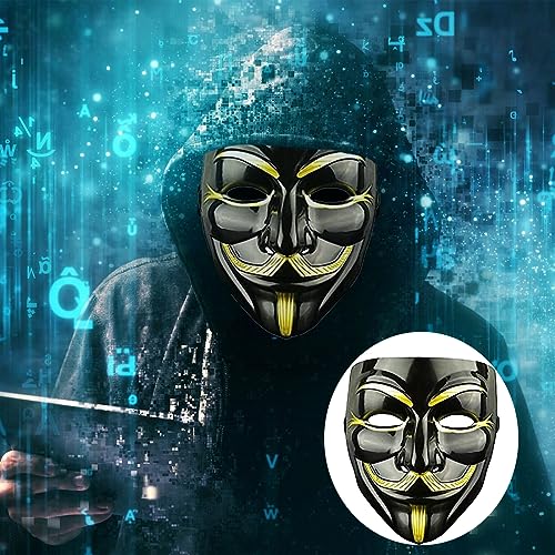 Bukezudang Máscaras vendetta adulto/niño, Oro, negro y blanco Anónimos máscaras, máscaras anónimas, V de Vendetta Máscaras de hombre, para Halloween, cosplay, fiestas, regalos, 3 colores