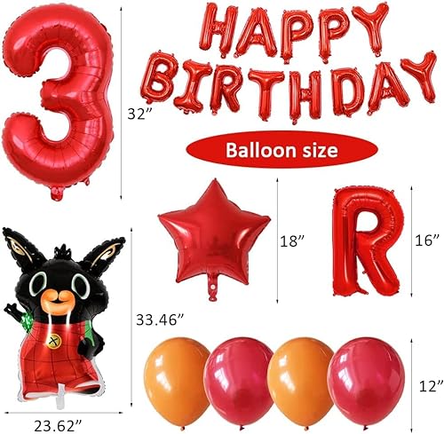 Bunny Globos 3er Cumpleaños Globos, Artículos de Fiesta Cartoon Feliz cumpleaños Decoración Globos 3 Años Happy Birthday Banner Globos Aluminio para Decoraciones de Fiesta Temáticas Cartoon