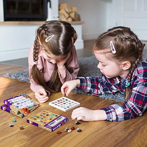 Byncceh Kit de Descubrimiento de Rocas y minerales 25 Rocas y minerales coleccionables y observadores Set de Piedras Naturales Minerales Auténticos para Niños