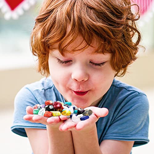 Byncceh Kit de Descubrimiento de Rocas y minerales 25 Rocas y minerales coleccionables y observadores Set de Piedras Naturales Minerales Auténticos para Niños