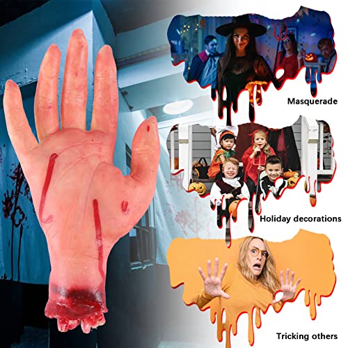 Bzwyonst Bloody Horror Scary Prop Severed Life Size Arm Hand House 22-23 cm