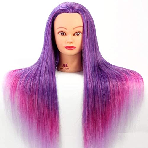 Cabeza Maniqui Peluqueria Neverland 66cm/26" 100% Cabello Sintético Practicas Formación Muñeca de la Cosmetología práctica maniquí muñeca para Peluquería con Soporte + Accesorios de Peinado DIY