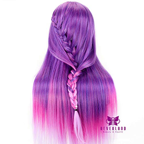 Cabeza Maniqui Peluqueria Neverland 66cm/26" 100% Cabello Sintético Practicas Formación Muñeca de la Cosmetología práctica maniquí muñeca para Peluquería con Soporte + Accesorios de Peinado DIY