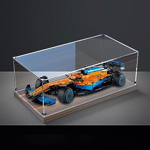 Caja de exhibición acrílica compatible con LEGO 42141 M-cLa-ren F1 modelo de coche de carreras, caja de exhibición, caja a prueba de polvo, caja de almacenamiento (sin modelo de bloque de