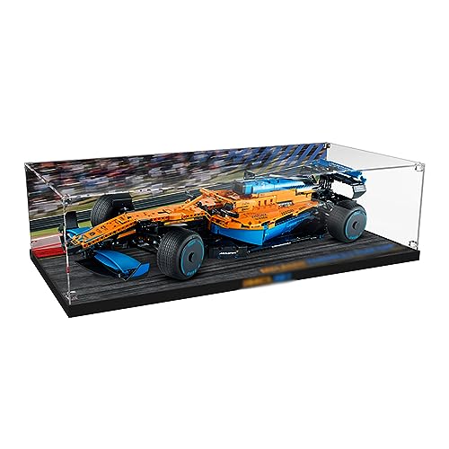 Caja de exhibición acrílica compatible con LEGO 42141 M-cLa-ren F1 modelo de coche de carreras, caja de exhibición, caja a prueba de polvo, caja de almacenamiento (sin modelo de bloque de