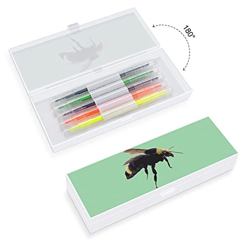 Caja de lápices transparente pequeña y grande con diseño original Hornet Worker Bee Hornet Fluff Lupa para estudiantes escolares, unisex, niños, niñas, niños, niños, niños, jóvenes, hombres y mujeres