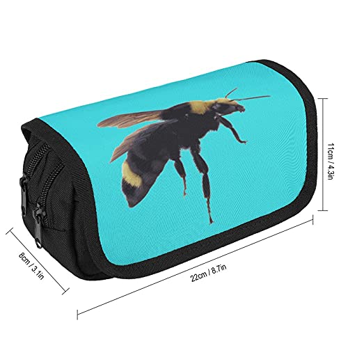 Caja de papelería grande y grande con cremallera, diseño original, Hornet Worker Bee Hornet Fluff Lupa para estudiantes escolares, regalo para niños y niñas