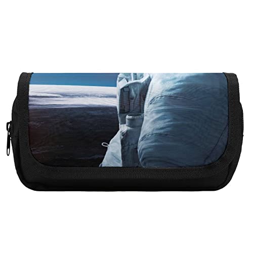 Caja de papelería grande y grande, para cosméticos, almacenamiento con cremallera, diseño artístico, astronauta, infinito, espacio y tierra, bolsas para regalo para adultos, mujeres, hombres, unisex