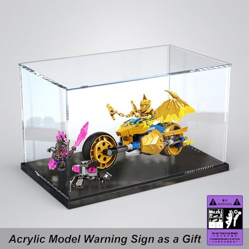 Caja expositora acrílica compatible con el modelo LEGO 71768 Jay's Golden Dragon Motorbike, caja de exhibición, caja a prueba de polvo, caja de almacenamiento (sin modelo de bloque de construcción)