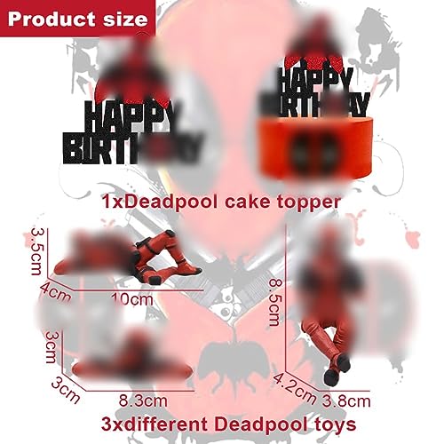 Cake Topper 4Piezas Deadpool Muñeca Decoración Figuras Set Cake Topper Decoracion Tartas Cumpleaños Deadpool Anime Acción FiguraTopper Tarta Adornos Tartas Cumpleaños Niños Tarta Cumpleaños Infantiles