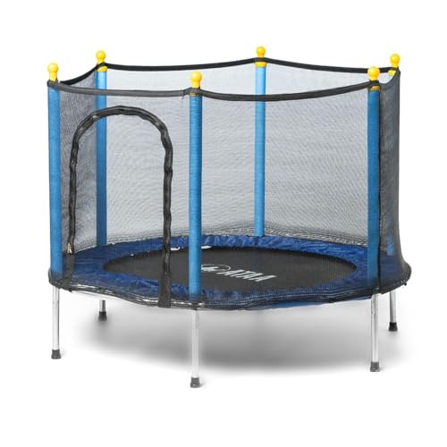 Cama elástica Infantil Salty 140 - Azul - trampolín para niños y niñas, diametro 140 cm, con Red de Seguridad, Cremallera, Protecciones de Espuma, Cama elástica para Interior o Exterior