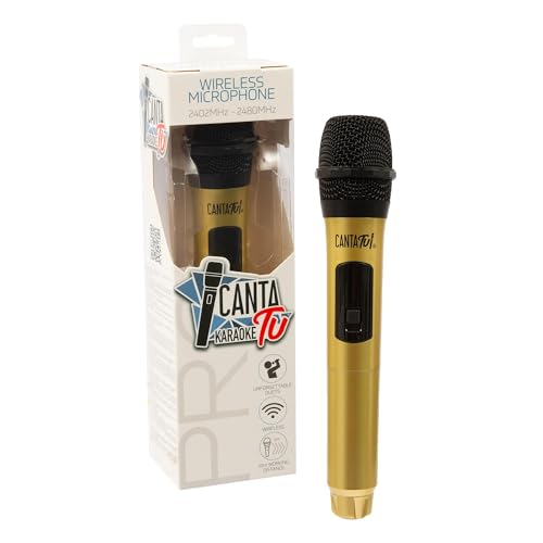 Canta Tu Karaoke Micrófono inalámbrico Pro 2023, micrófono de Karaoke inalámbrico, frecuencia 2402MHz-2480MHz, 4 Colores Disponibles, Compatible con Canta Tu Pro 2023, Ideal para duetos, Oro