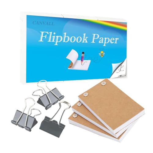 Canvall Papel de dibujo en blanco con agujeros y tornillos de encuadernación, abrazaderas de papel, 4.5 x 2.5 pulgadas / 3 x 120 páginas, para animación/suministros de bocetos/kit de cómics, funciona