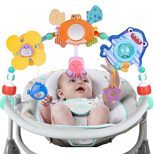 Carastek Arco Colgante de Juego para Cuna, Hamaca o Cochecito con sonajero, Juguetes sensoriales para Bebe, Juguetes móviles Musicales