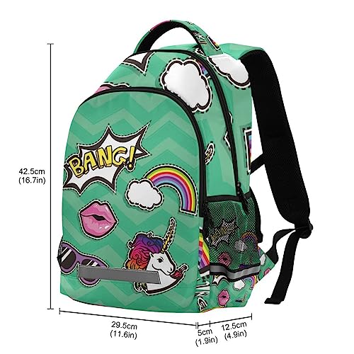 Caricatura Besando Unicornio Arco Iris Niñas Mochila de Estudiantes Mochilas para Viajes Escolar Niños