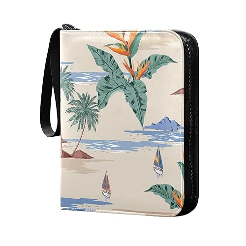 Carpeta de tarjetas Island Palm Trees, 400 bolsillos, álbum de almacenamiento de tarjetas con mangas con cremallera, carpeta para tarjetas de juego, tarjetas deportivas