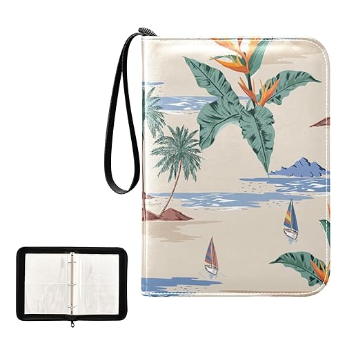 Carpeta de tarjetas Island Palm Trees, 400 bolsillos, álbum de almacenamiento de tarjetas con mangas con cremallera, carpeta para tarjetas de juego, tarjetas deportivas